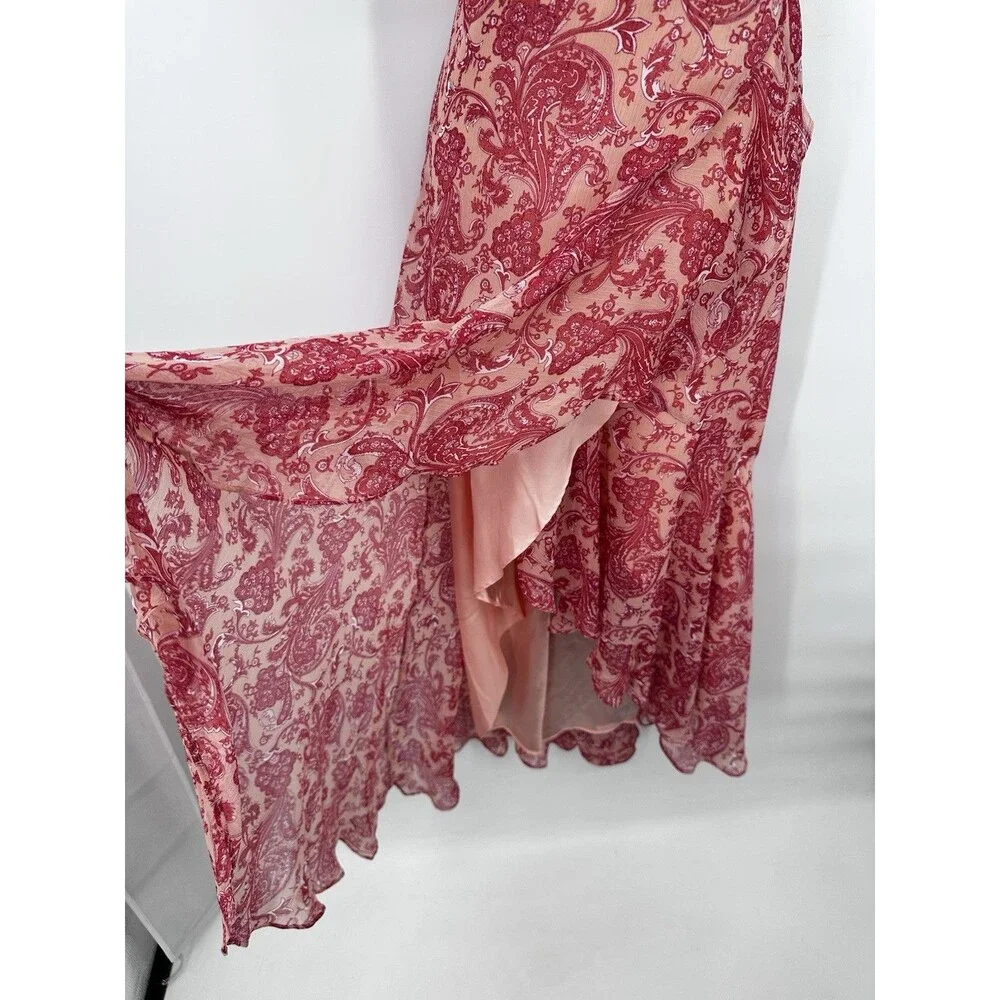 Express Women Pink  Floral Fairy    Coquette maxi dress size S  Ruffle‎ High Low - Picture 6 of 13